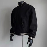 Riolio  New American Vibe Fleeced Men Crop Jackets Luxury Harajuku Zip-up Long Sleeve Streetwear Trendy Chic Pocket Baseball Coats M-2XL