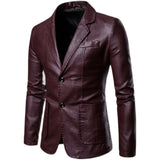 Riolio Men's Leather Fashion Handsome Casual Slim Leather Jacket Spring and Autumn Men Spring