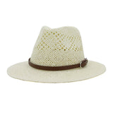 Riolio  New Hand-Woven Jazz Straw Hat Spring Summer Hollow Fedora Panama Cap Men Women Outdoor Sun Protection Hat Sombrero Hombre
