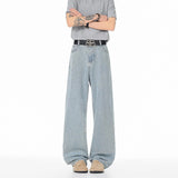 Riolio  Spring and Autumn New Fashion Solid Color American Retro Straight Loose Jeans Men's Casual Sporty Stretch High Quality Jeans