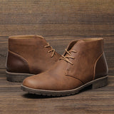 Riolio  Retro American Style Men Desert Boots Ankle Boots Vintage Casual Leather Boots for Men