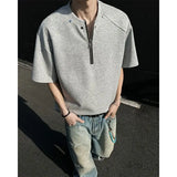 Riolio  Summer Shoulder Pad Short Sleeve T-shirt Loose Top American Style