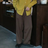 Riolio  Men Draped Wide Leg Suit Pants Korean Style Loose Straight Casual Dress Trousers For Autumn