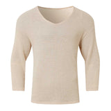 Riolio  Retro Solid V-Neck Loose Knitted Sweater