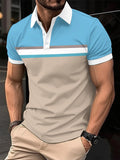 Riolio 2024 Summer Best-Selling Men's Polo Shirt Lapel Printed Men's Clothing Stripes Polo Shirt Casual Sports Men's Shirt