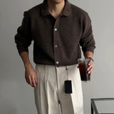 Riolio  New Korean Luxury Men Cardigan Trendy Textured Long Sleeve Buttoned Korean Leisure Sweater Coats Premium Quality Knitwear M-3XL