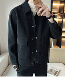 Riolio Korean Style Fashionable High-end Jacket Men's Spring Autumn 2025 New Corduroy Top Trendy Handsome Loose Short Lapel Thin Jacket