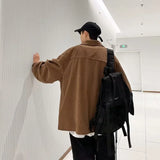 Riolio Autumn Corduroy Cargo Jacket For Men Y2K Vintage Embroidered Button Jacket New Casual Baggy Ropa Hombre Blouse Coats