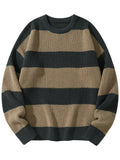 Riolio  New Loose Bottoming Sweater Casual Versatile Striped Pullover Men's Round Neck Sweater