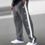 Riolio  New men's textured jacquard single-breasted strips loose large-size casual pants versatile sweatpants