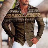 Riolio Men's Vintage Casual Long Sleeved Blouse Men Slim Dress Flower Social Retro Shirt Tops Loose Man Clothing Camisas Designer Cadiz