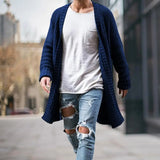 Riolio New Mens Knitted Cotton Cardigan Fashion Long Sweaters Male Casual Solid Long Sleeve Slim Outwear Autumn Winter Warm Jacket