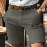 Riolio  Stylish Simplicity Summer Cotton Linen Shorts Men Fashion Triple Button Short Pants Male Streetwear Casual Beach Shorts