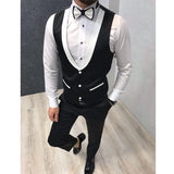 Riolio Men's Vest New Fashion Gentleman Black Slim Fit Single Breasted Single Piece Tank Top Wedding Groom