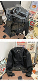 Riolio American Retro Pattern PU Leather Short Jacket Men Women Vintage Deconstructed Atmosphere Casual Couple Trendy High-end Jacket