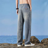 Riolio  Men Summer Fashion High Quality Lyocell Fabric Jeans Men Elastic Waist Casual Denim Pants Baggy Trousers Male Oversized M-4XL