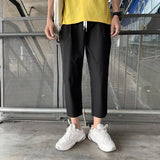 Riolio  Men Korean Version of Casual Four-season Nine-point Loose Straight-tight Trend Solid Color Versatile Work Trousers