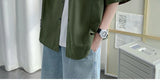 Riolio Working Pocket Solid Color Pure Cotton Short-sleeved Shirt Fashionable Summer Lapel Button Functional Half-sleeved Cardigan