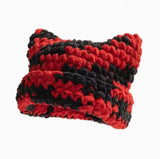 Riolio  Colorful Gradient Personalized Turned-Up Cat Ear Cap Winter Girl Warm Stylish Hat for Parties, Dates, And Outdoor Events