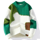 Riolio Trendy Men's Loose-Fit Knitted Sweater Casual Thickened Warm Round Neck Autumn/Winter Perfect For High School Students