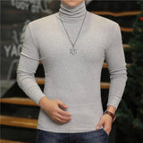 Riolio Fashion Men's Turtleneck T-Shirts Casual Autumn Winter High Collar New Slim Long Sleeve Stretch Model Undershirt Plus Size Tees