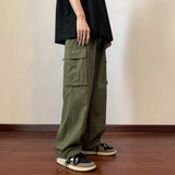 Riolio  Big Pockets Casual Cargo Pants Men's Vintage Hip-hop Pants Fashion Loose Straight Wide Leg Pants Men Streetwear Trousers Male