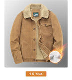 Riolio Winter Mens Jacket Warm Corduroy Jackets and Coats Fur Collar Winter Casual Coats Outwear Male Thermal Cotton Jacket Streetwear