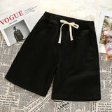 Riolio  Men's Casual Elastic Waist Drawstring Denim Shorts Loose Fit Rolled Hem Summer Jeans Shorts