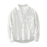 Riolio Japanese Retro Long-sleeved Linen Shirt Men's Summer New Loose Pullover Square Collar Shirt Casual Cotton Linen Top Aesthetic