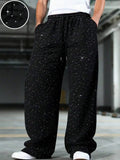 Riolio  Mens Loose Fit Star Rhinestone Embellished Sweatpants Casual Wide Leg Pants For Streetwear Festival