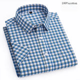 Riolio  Hight qulity summer 100%cotton thin short sleeve shirts for men slim fit formal shirt soft designer tops korean popular clothes