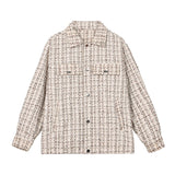 Riolio  Tweed Jacket Men coat 2025 Autumn new Checkered Lapel Collar Single Breasted Coat Fashion Slim Fit Trendy Youth Outerwear Blazer