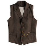 Riolio  Vintage Business Formal Wedding Vest with Pockets, Retro Office Party Sleeveless Jacket Office Party Slim Fit Business Waistcoa