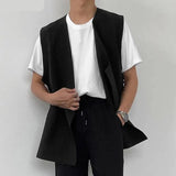 Riolio Fashion Men Vests Solid Color Streetwear V Neck Sleeveless Button Waistcoats Men Oversize Male Casual Vests S-5XL INCERUN