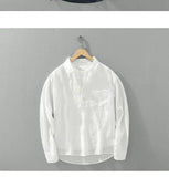 Riolio Japanese Retro Long-sleeved Linen Shirt Men's Summer New Loose Pullover Square Collar Shirt Casual Cotton Linen Top Aesthetic