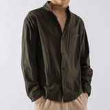 Riolio  Male Shirts Linen White With Pocket Men's Shirt Trend Sleeves Fashion Man I Social Tops Elegant Collar Casual Xxl New In