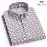 Riolio  Hight qulity summer 100%cotton thin short sleeve shirts for men slim fit formal shirt soft designer tops korean popular clothes