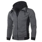 Riolio Men Hoodie Coats Autumn Winter Double Zip Pocket Long Sleeve Zip Cardigan Sweatshirt Male