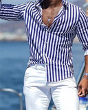 Riolio Fashion Men's Shirt Long Sleeve Striped Print Top Men Social Luxury Men's Wear Hawaiian Elegant Classic Fashion