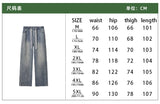 Riolio Jeans Men Denim Pants Elastic waist pull rope Straight Droop Vintage Loose Bottom Straight Wide Leg Casual Male Trouser