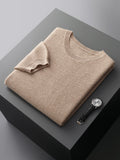 100% Pure Wool T-Shirt Men's Round Neck Pullover Short Sleeve Autumn Winter New Honeycomb Stitch Vest Casual Sweater