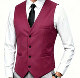 Riolio  Men's Wedding Formal Suit Vest Slim Fit V-Neck Waistcoat Business Party Sleeveless Men's Clothing