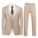 Riolio  M-6XL Double Vent Mens Suit ( Blazer+Vest+Pants) Solid Color Formal Office Business Suit Three-piece Groom's Wedding Dress Party