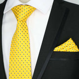 Riolio  Newest Tie Set 8CM Mens Necktie Handkerchief Neck Ties Sets For Man Yellow Color Plaids Stripes Jacquard Cravat Business Party