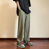 Riolio  Japanese Summer Boyfriend New Spliced Elastic Pocket Fashion Solid Color Comfortable Minimalist Casual Straight Leg Pants