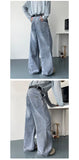 Riolio  Mens Jeans 2025 Autumn Fashion Loose Blue Washed Denim Pants with Knee Wrinkles Back Pocket Patchwork Design Denim trousers