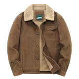 Riolio Winter Mens Jacket Warm Corduroy Jackets and Coats Fur Collar Winter Casual Coats Outwear Male Thermal Cotton Jacket Streetwear