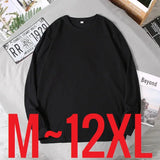 Riolio Big Sizes Men Clothes 12XL T Shirt Men Basic 100 Cotton Long Sleeve T-shirt Male Plus Large 10XL Oversized Simples Black Tshirt