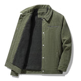 Riolio Winter Jackets for Men Fleece Thicken Warm Corduroy Jackets Male Outwear Fashion Single Breasted Coats Thermal Windbreaker Parka