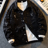 Riolio Spring Autumn Sequined Lapel Jackets Men's Handsome Loose Casual High Street Personalized Denim Jacket Men Tops Male Clothes